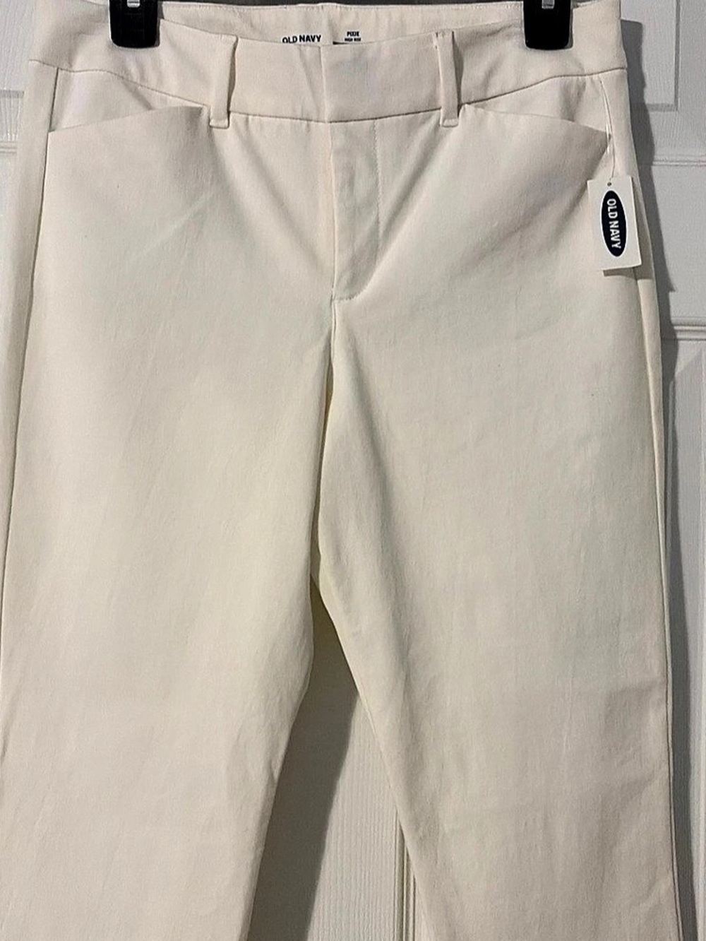 Old Navy Pixie High Rise Secret-Slim Pockets Straight Leg Pants Cream 6 Petite